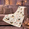 thumbnail image 6 of Playful Pug Pattern Cherries Pink Bows Whimsical Canine, Playful Pet Portrait Pattern, Warm Flannel Blanket for Living Room and Bedroom, Dog Lovers Just Because Gift, Pet Lover Home Decor, 6 of 9