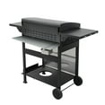 thumbnail image 4 of Canddidliike 4-Burner Propane Gas BBQ Grill, SS Plancha, 49200BTU Output Stainless Steel Grill With Wire Enamel Cooking Grids For Outdoor Barbecue, Foldable Side Table, Hanging Basket, Black, 4 of 9
