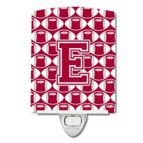 Letter E Football Crimson, grey and white Ceramic Night Light