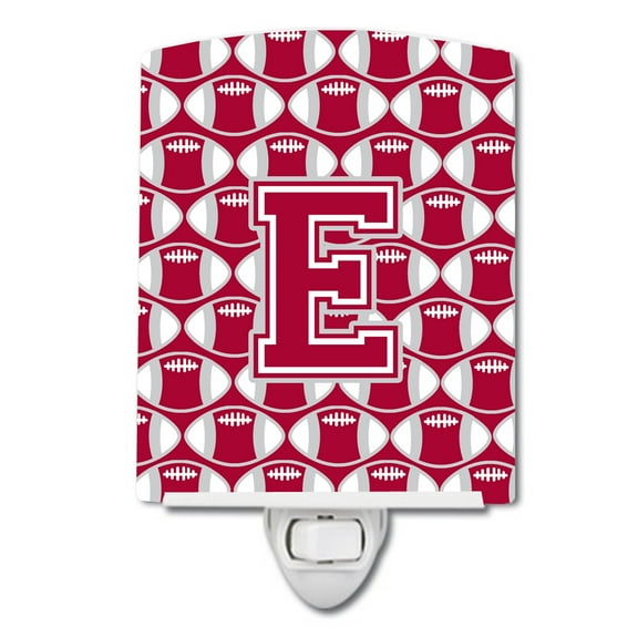 Letter E Football Crimson, grey and white Ceramic Night Light