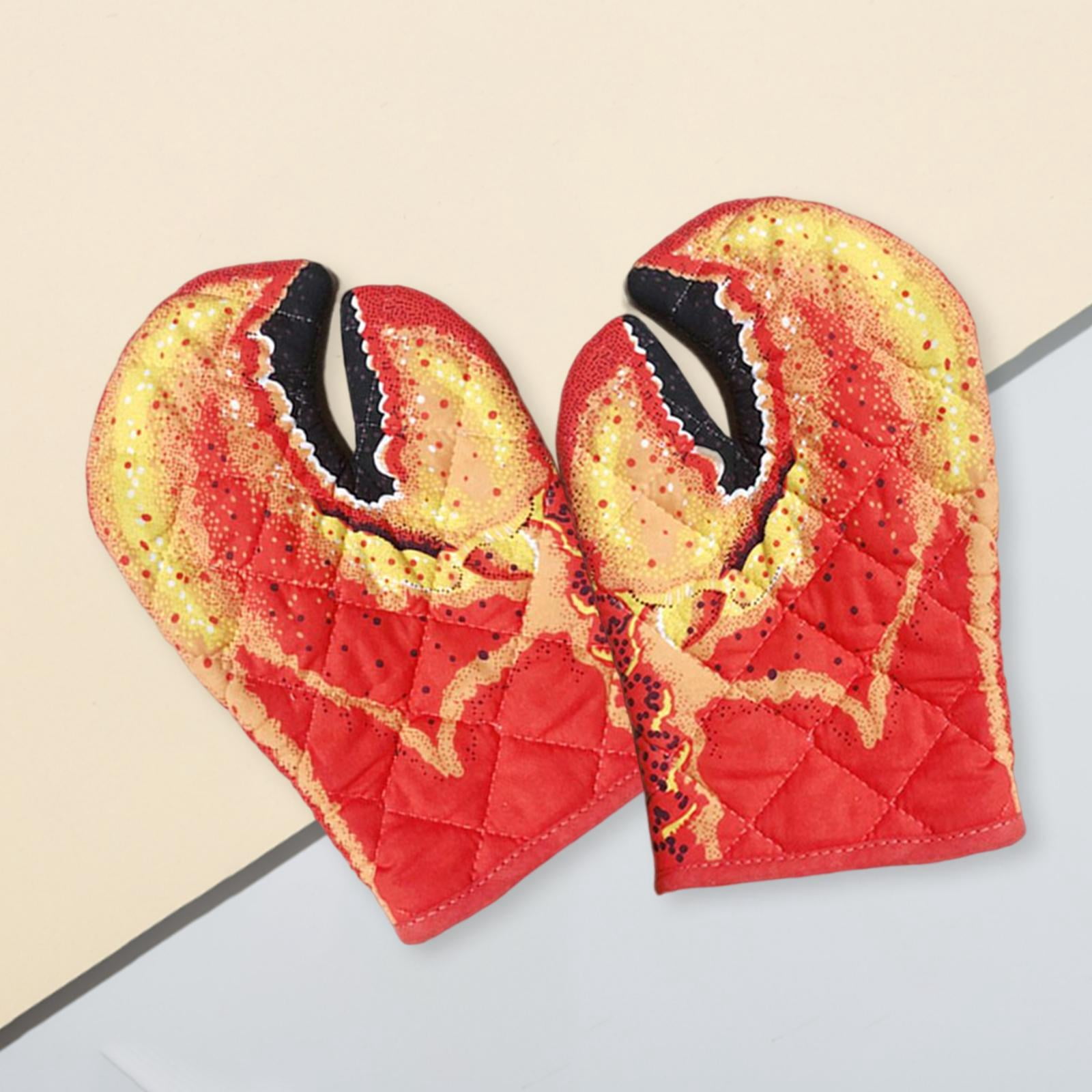 Fiocias 2 pairs Lobster Claw Oven Mitts Heat Resistant Kitchen Gloves for Oven Cooking