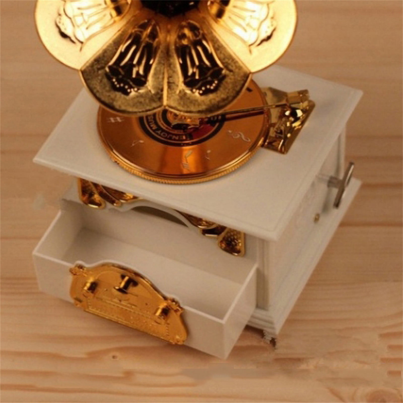 Wovilon Wooden Retro Nostalgic Phonograph Music Box Antique