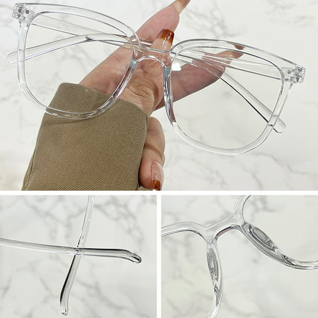YAOBAMM Anti-blue Light Glasses Unisex Blue Light Blocking Glasses Retro Large Oval Frame Clear View Strong Hinge Brim Eye Protection Bluelight