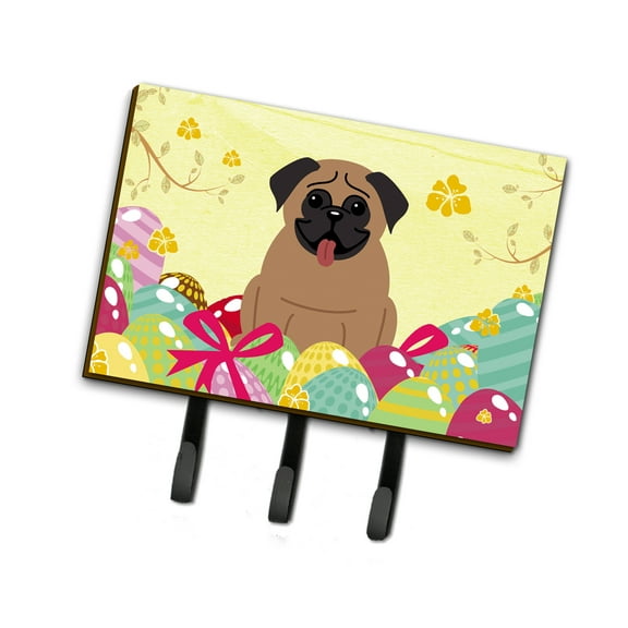 Carolines Treasures BB6005TH68 Easter Eggs Pug Brown Leash or Key Holder Triple multicolor