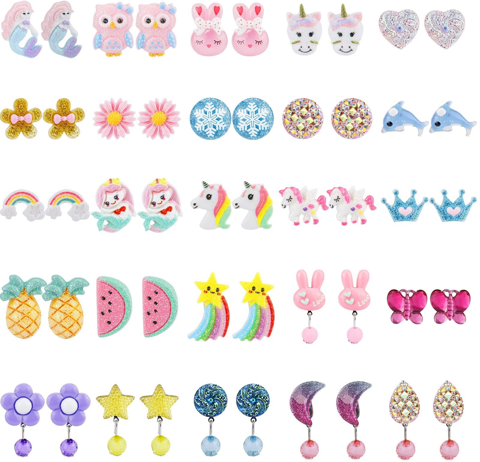 Kids Clip On Earrings Clip On Earrings For Girls Play Earrings For Party Favor Kids Princess Play Jewelry Walmart Com