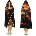 thumbnail image 3 of 3D Flame Skull Print Wearable Blanket for Adults Cloak Hooded Blanket with Halloween Theme on It Suitable for All Season, 3 of 6