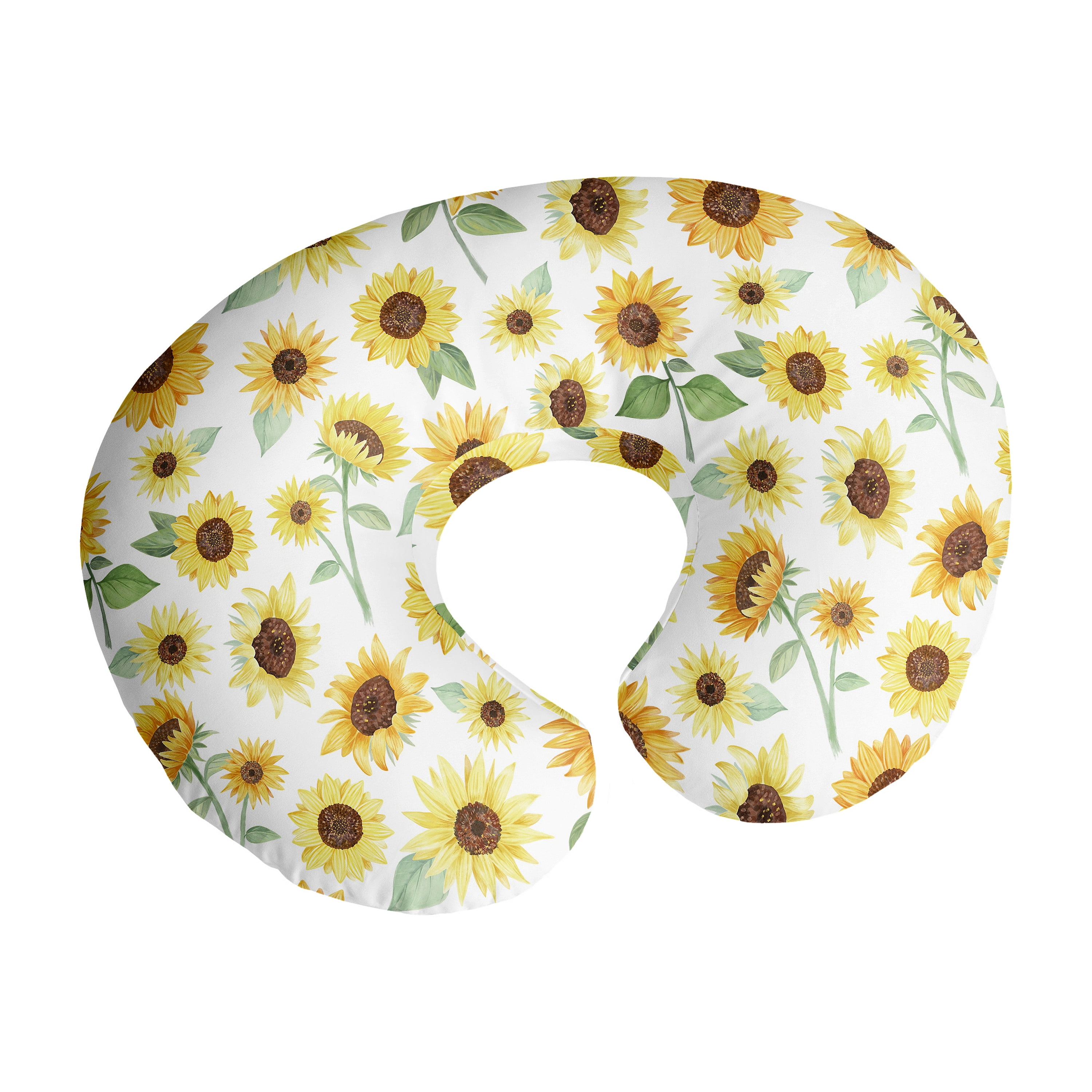 Yellow Boho Sunflower Nursing Pillow Cover Case (Pillow Not Included) by Sweet Jojo Designs