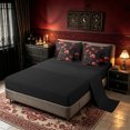 thumbnail image 4 of Erosebridal Romantic Floral Twin Bedding, Halloween Gothic Bat Bedding Comforter Set, Black Maroon, Black Reversible, 7-Piece, 4 of 6