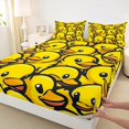 thumbnail image 3 of Manfei Yellow Duck 3pcs Twin Sheet Sets,Cartoon Animal Twin Fitted Sheet,Kawaii Wildlife Breathable Flat Sheet,Cute Bedroom Decorative, 3 of 7