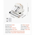 thumbnail image 3 of KFFKFF Mattress Vacuum Cleaner, 550W with Strong Suction and Dual Dust Bin, HEPA Filter & Heating, Ultrasonic Technology & Cleaning Lights, Handheld for Bed, Sofa, Corded, White, 3 of 9