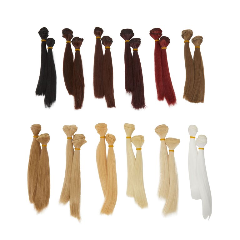 12pcs Doll Wig Doll DIY Wig Doll Hair wefts Wigs Wig Doll Hair Wefts Curly  Doll Hair Fashion Doll Hair Straight Doll Hair for Crafts Component