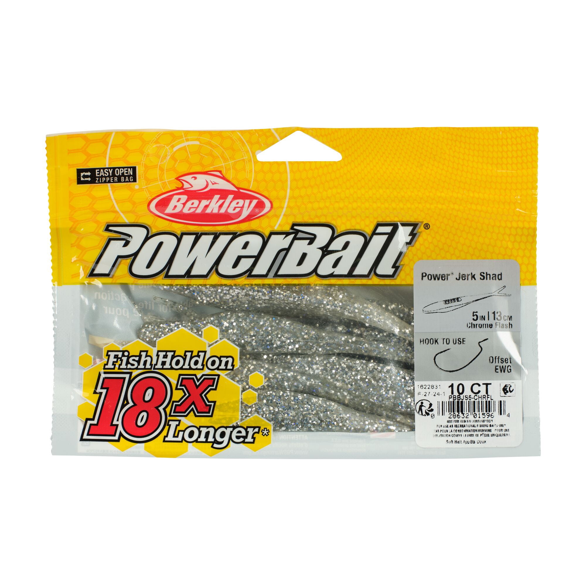 Berkley PowerBait® Power® Jerk Shad, 5 in, Minnows, Chrome Flash (10 Count)