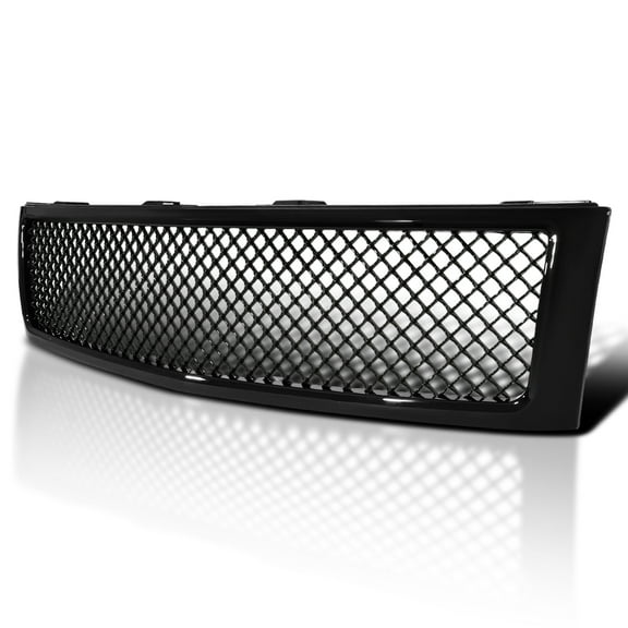 Spec-D Tuning Mesh ABS Glossy Black Front Hood Grille 1PC Compatible with 2007-2013 Chevy Silverado 1500