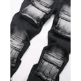 thumbnail image 5 of Reppunk Men's Vintage Gradient Black Multi-Pocket Cargo Stacked Flare Jeans, Two-Tone Washed Utility Slim Bootcut Denim Pants, Streetwear Business Casual Daily Commute Trousers, 5 of 7