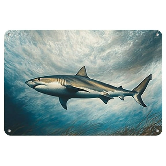 Hammerhead Shark Metal Wall Art, 12x8 inch - Ocean Predator Hunting Scene, Ideal Christmas Gift for Home, Office, Bedroom, Living Room Decor, Shark Party Decorations, Christmas Decor