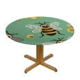 thumbnail image 3 of Nawypu Cute Bee Floral Dot Green, Elastic Fitted Edged Round Tablecloth Fade Resistant Anti-Shrink Table Cloth Washable Table Cover for Indoor or Outdoor and Anywhere You Wanna use it, 3 of 7