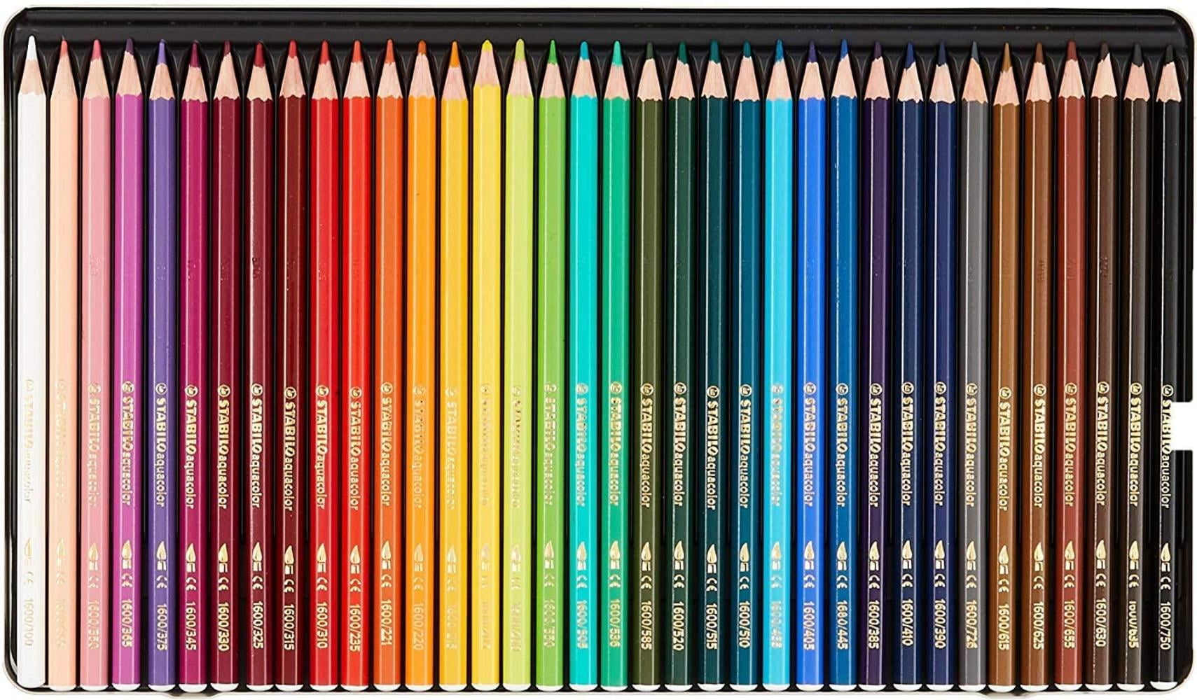STABILO AQUACOLOR 36 Colori Watercolor Pencils with case metal 1636-5 