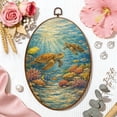 thumbnail image 6 of Oval Framed Wall Art Colorful Underwater Scene Sea Turtles Tropical Fish Vibrant Coral Canvas Wall Art Oval Vintage Wall Decor Prints Hanging Decor for Home Bedroom Living Room Office 8"x11.4", 6 of 7