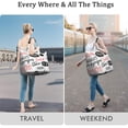 thumbnail image 5 of 22 Inch Oversized Travel Bag Lightweight Canvas Weekender Duffel with Multi Pockets, Slogan Print, 5 of 5