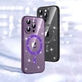 thumbnail image 5 of for iPhone 14 Plus Wireless Charging Case,Luxury Glitter Crystal Clear Hard PC and Soft TPU Silicone Camera Lens Protective Shockproof Magnetic Shiny Sparkle Slim Back Cover.Purple, 5 of 9