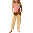 thumbnail image 3 of Tfken Girls Overalls Sleeveless Summer Comfy Casual Graphic Jumpsuit With Pockets Daily Wear Soft Kids Classic Clothes Size 5-6 Years Beige, 3 of 6
