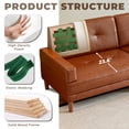thumbnail image 5 of 94.5-inch Tufted Leather Sofa with Deep Seat, Mid Century Modern Brown Sectional Couch, 3-Seater Upholstered Couches with Square Arms and Solid Wooden Legs for Living Room Home Office, 5 of 11