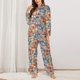 thumbnail image 2 of Balery Set Of Travel Vintage Conjunto de Pijama con Estampado para Mujer, Conjunto de Dos Piezas con Manga Larga, Ropa de Dormir Suave con Bolsillos, Pijamas Cómodos-Large, 2 of 7