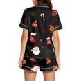 thumbnail image 2 of FASHOFT Christmas Pajamas for Women Set Xmas Button Down Pjs Set Holiday V Neck Sleepwear Santa Short Sleeve Loungewear Set L, 2 of 5