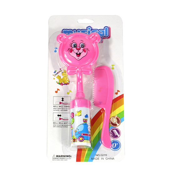 2Pcs Newborn Lovely Baby Hair Set Safety Bathing Soft Rattle Brush Comb Set Infant Hair Scalps Head Massager