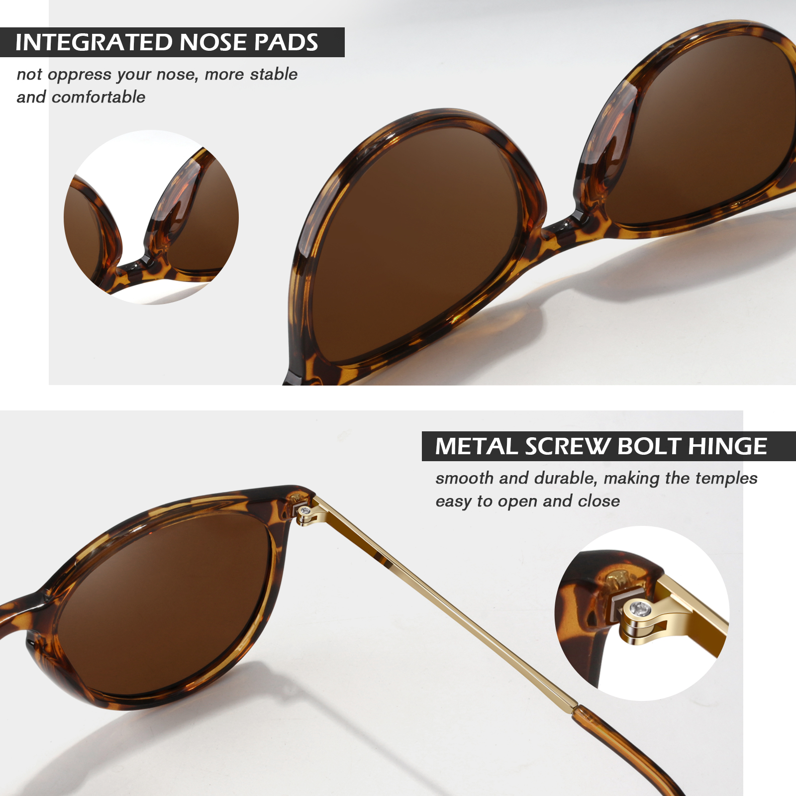 Linvo Round Polarized Tortoise Sunglasses photo 4