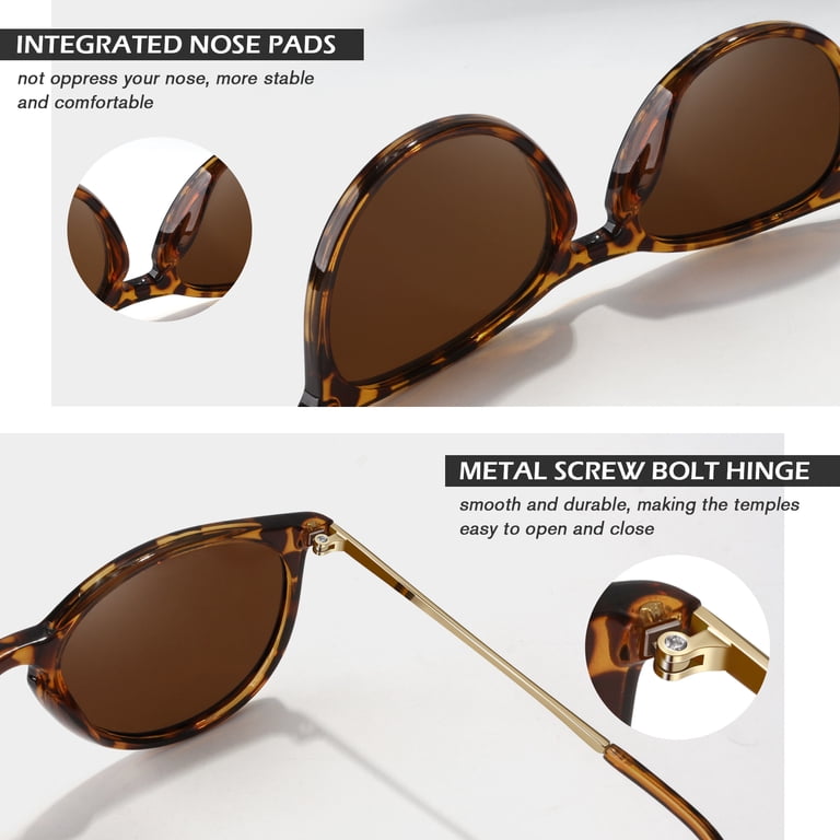 LINVO Round Polarized Tortoise Frame Brown Sunglasses for  display picture 1