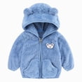 thumbnail image 2 of Staki Toddler Fleece Jacket Winter Coat Boys Hooded Fleece Warm Outwear 3D Ear Padded Zipper Jacket With Pockets 0-24M(Blue,18-24 Months), 2 of 4