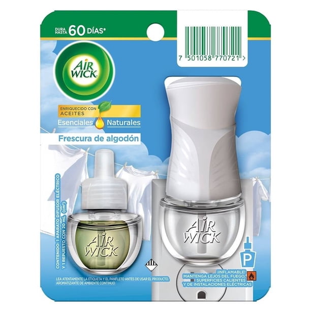 Aromatizante de Ambiente Continuo Air Wick Frescura de Algodón 1 aparato difusor eléctrico y 1 repuesto m20ml 1