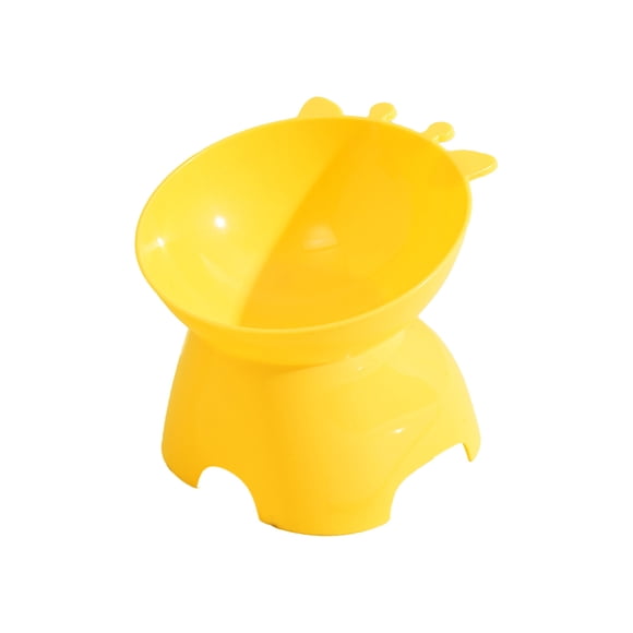 Bol pour Chat Surélevé Girafe Jaune en Plastique Incliné Antidérapant, Bol de Nourriture pour Animaux Jaune pour Chats et Petits Chiens