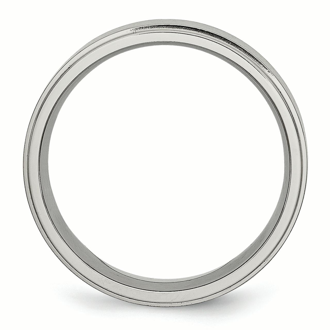 Titanium Ridged Edge 7mm Brushed and Polished Band