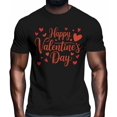 thumbnail image 2 of Camisetas para hombre, camiseta de algodón con cuello redondo y corazones rojos, manga corta para hombre, con texto "Feliz Día de San Valentín, corazón romántico"., 2 of 8