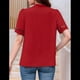 thumbnail image 4 of Camisa Elegante de Corta con Encaje de Color Liso y Mangas Huecas para Mujer, Color Rojo L, 4 of 6