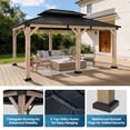 thumbnail image 3 of Sunmthink 12'x16' Outdoor Hardtop Gazebo, Cedar Wood Pavilion with Galvanized Steel Double Roof, for Patio, Garden, Deck, 3 of 7