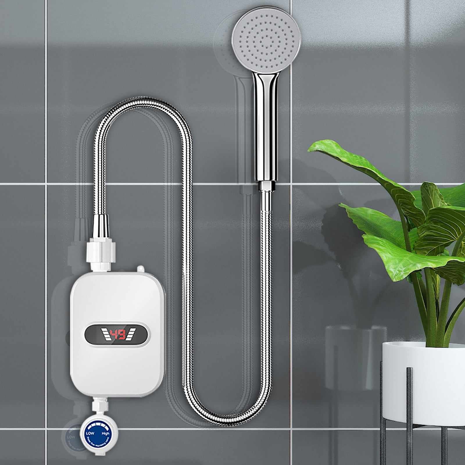 LHNFT Tankless Water Heater Electric, Mini Instant Hot Water Heater Portable Outdoor Camping Water Heater for Shower Bathroom Kitchen Washing Instant Water Heater Portable Heater