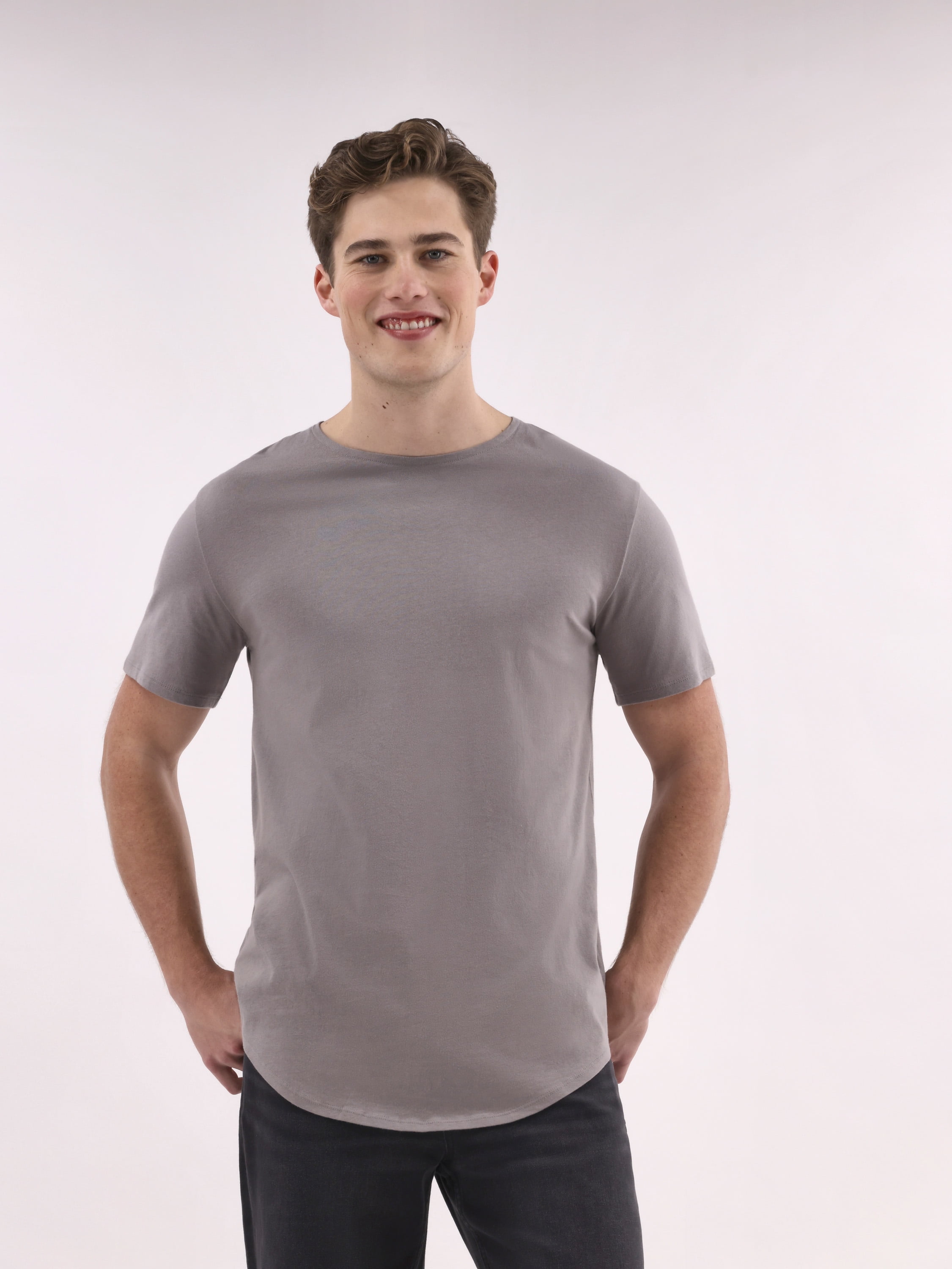 No Boundaries Men's & Big Men's Longline Curved Hem Elongated Tee Shirt, Sizes XS-5XL
