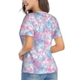 thumbnail image 3 of Fuzoiu Tie Dye Print Women's Classic V-Neck T-Shirt, Short Sleeve V Neck Tees for Casual Everyday Wear,Casual Fit Tee,Summer Fashion Tops-3X-Large, 3 of 5