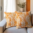 thumbnail image 3 of Fall Leaf Pillow Covers 16x16 Set of 2 Orange White Seasonal Autumn Leaves Rustic Decorative Square Throw Pillows Outdoor Pillowcase Farmhouse Linen Cushion Case Decor for Home Sofa Couch Bed, 3 of 4