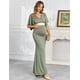thumbnail image 2 of Vestido largo de maternidad AISWI con faja de flores y cuello en V, color verde salvia, 2 of 6