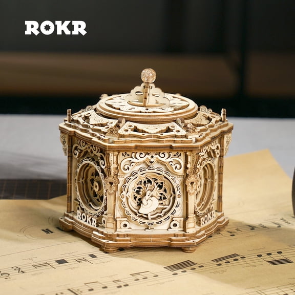 ROBOTIME Wooden 3D Puzzle - Secret Garden Music Box, DIY Wooden Toys Model Kits to Build, DIY Building Model Craft Kits for Home Decor, Gifts for Teens Adults