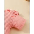 thumbnail image 6 of Suealasg 3pcs Infant Newborn Girl Spring Skirt Sets 3M 6M 9M 12M 18M Baby Girls Birthday Party Clothes Long Sleeve Romper +Bear Print Suspender Skirt +Headband, 6 of 9