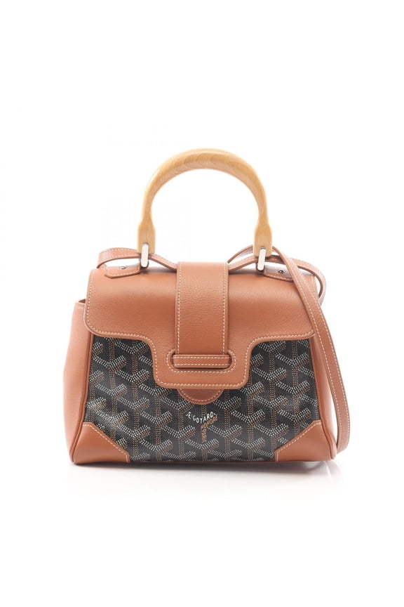 Pre-Owned Goyard Saigon Mini 2-Way Handbag, Coated Canvas Leather, Women's, Black/Brown,...