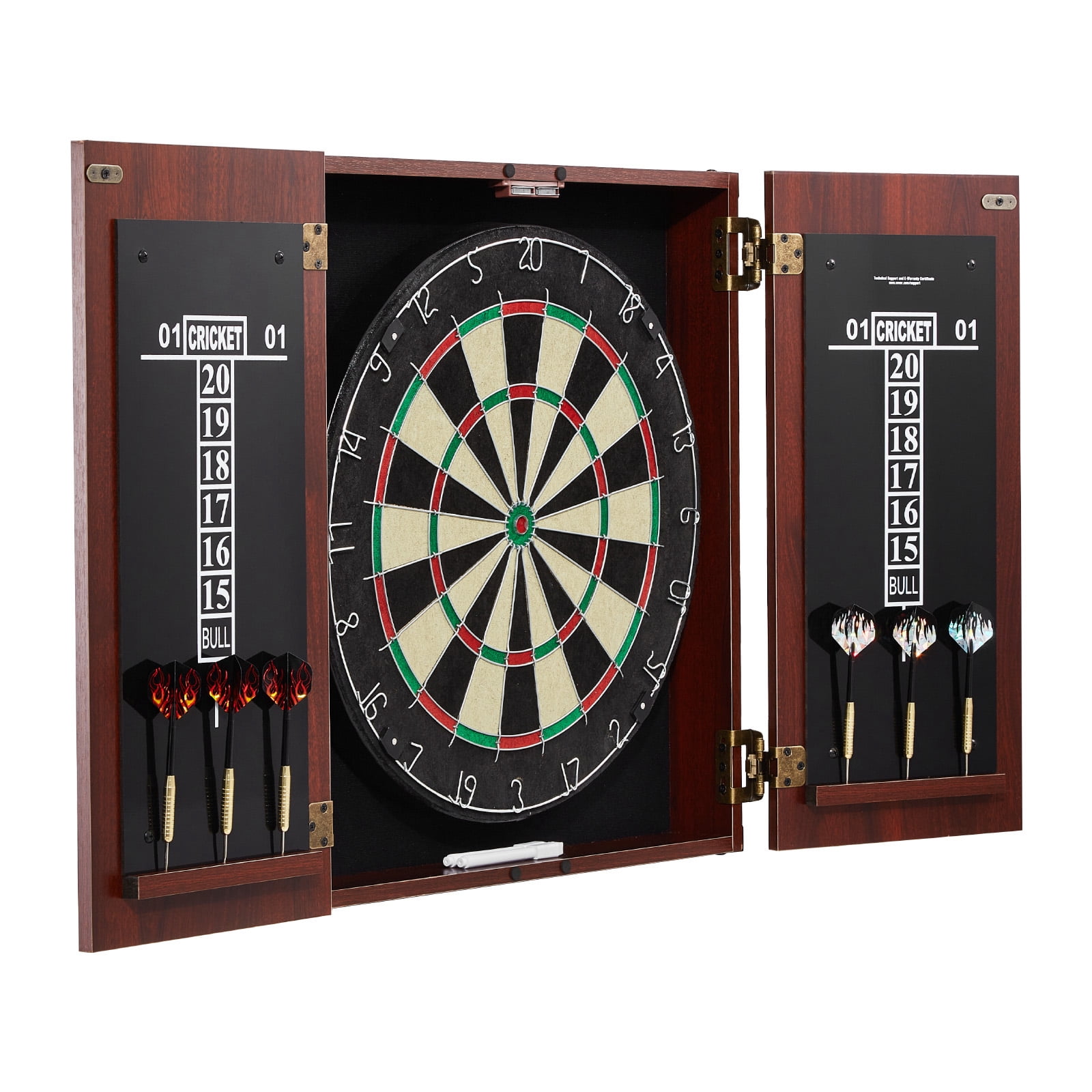 KFFKFF Dartboard with Cabinet Kit, Official Size Dartboard Cabinet Set, Steel Point Dart Concealment Cabinet, Simple Assembly, Comes with All Necessary Equipment, Ideal for Cricket Matches