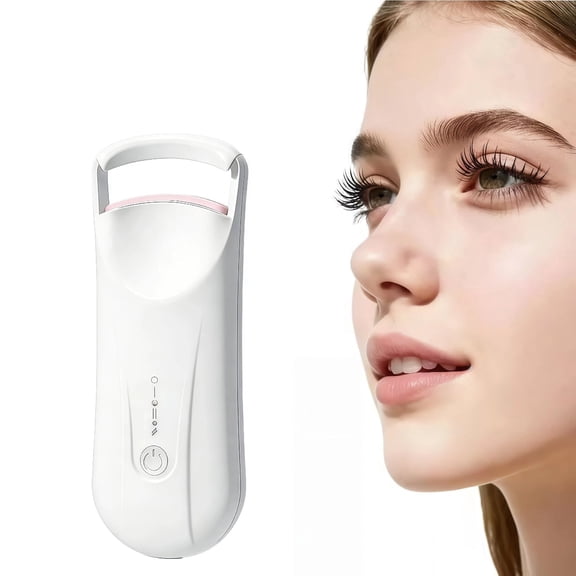Heated Eyelash Curler Portable Travel Mini Electric Lash Curler, 2-Level Temp Type-C Rechargeable, 10S Fast Heat 24H Lift Safe Anti-Burn Quick Natural Curling Lashes-White