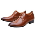 thumbnail image 4 of HBFAGFB Chaussures pour Hommes Style Classique Rétro Bout Pointu à Lacets Affaires Décontractées Chaussures Polyvalentes Brun Taille 43, 4 of 5