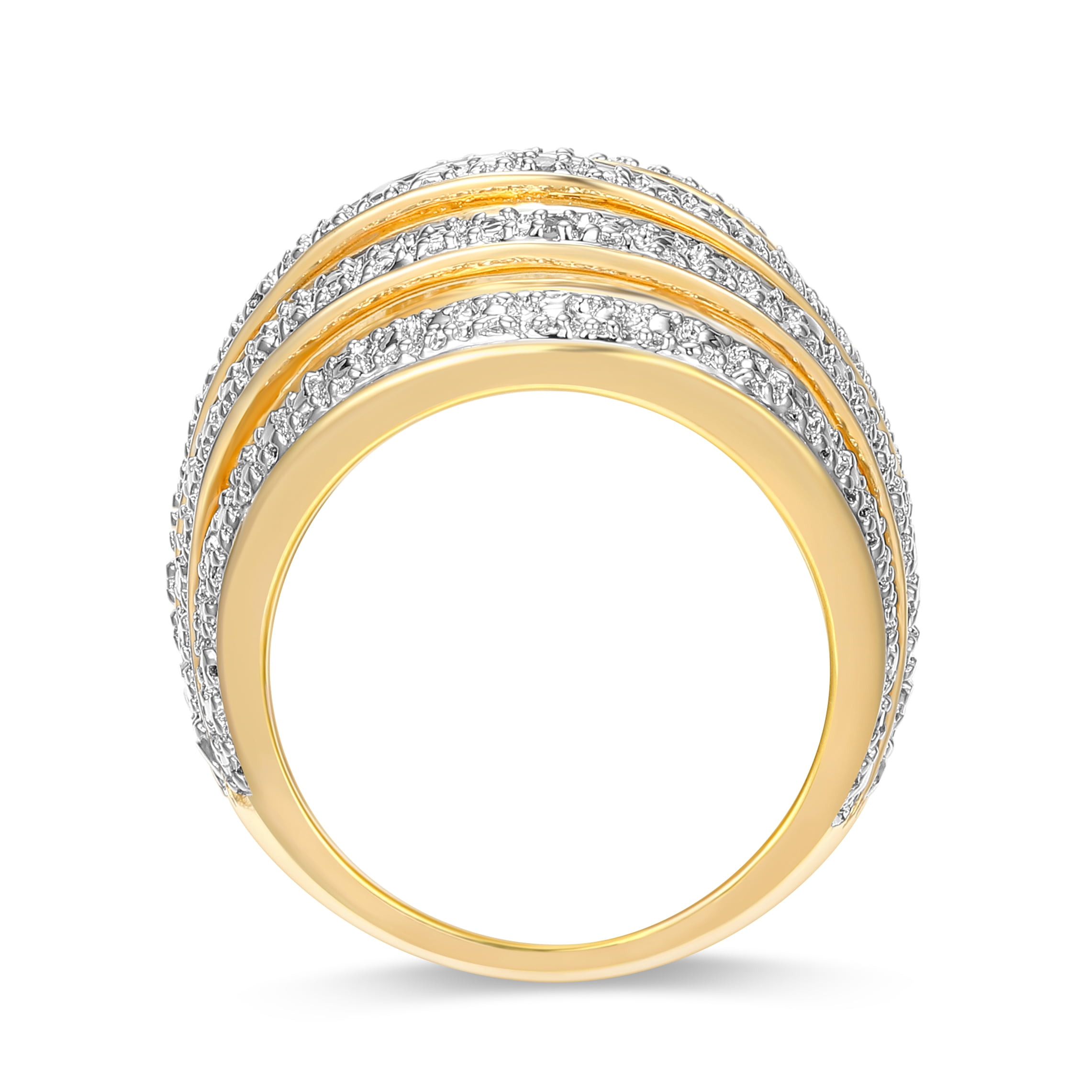 Forever Facets Diamond Accent Bombe Swirl Ring in Two-Tone Rhodium Over Bronze, Adult Female